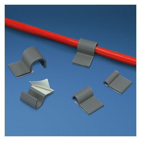 Panduit Cable Clip, PVC, 1/2 in Bundle Dia., Light Gray, 1.17 in L, 100 PK A1C50-A-C8